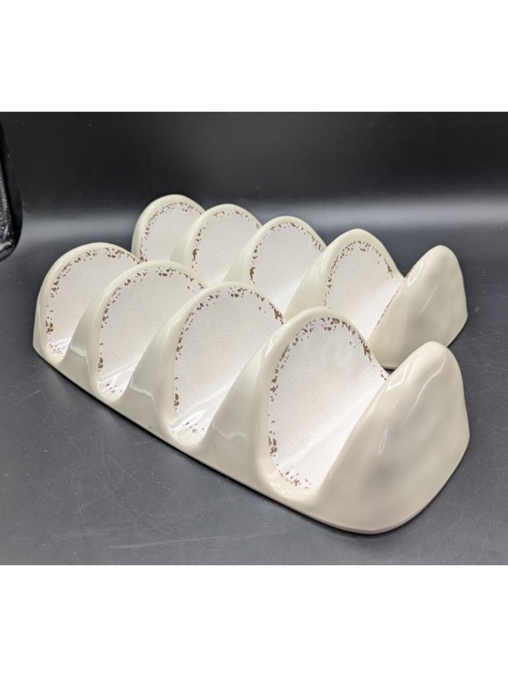 Tommy Bahama Melamine Taco Holder Off White with Crackle Set of 2